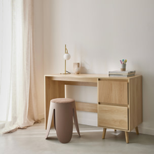 Bureau scandinave décor bois 2 tiroirs LINEAR
