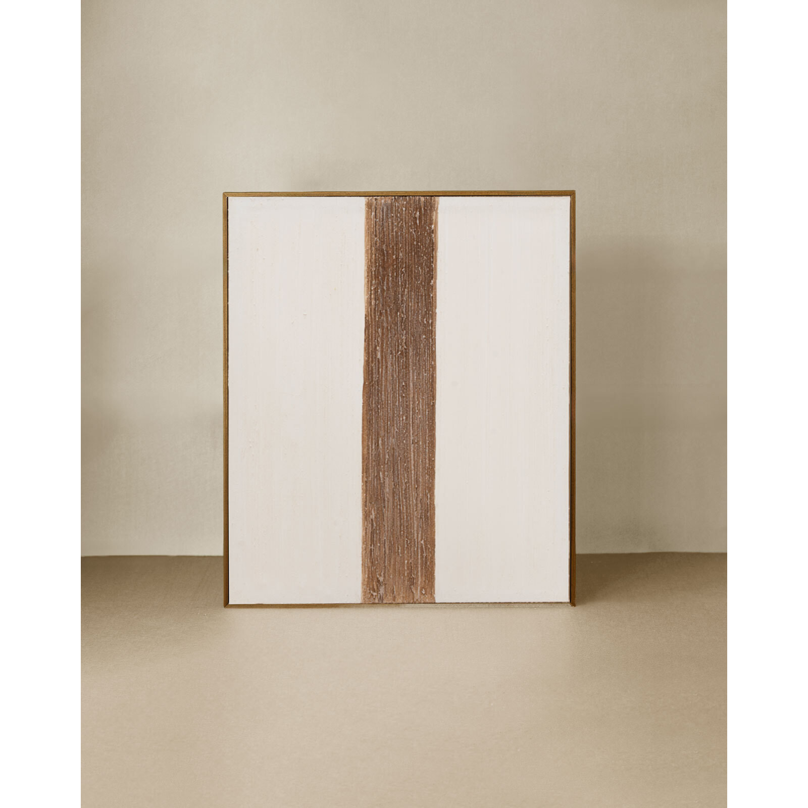Tableau blanc et marron décoratif sur coton avec cadre en bois peint à la main à la peinture à l'huile en différentes tailles