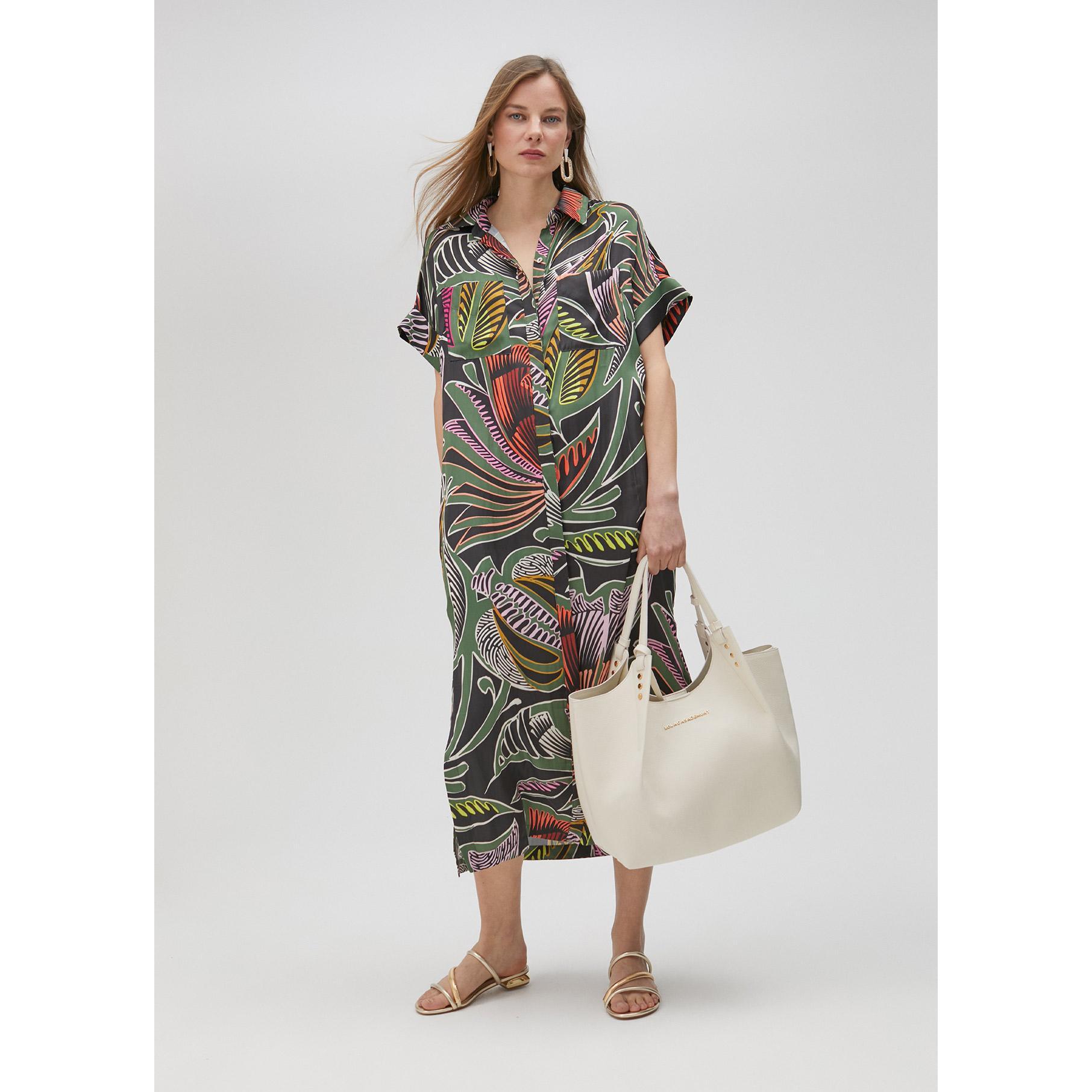 Vestito chemisier stampa tropicale