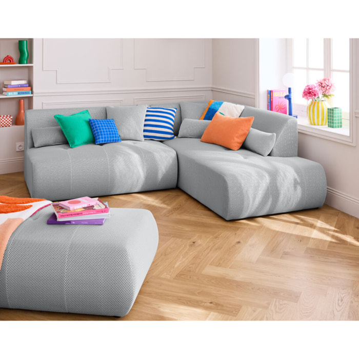 Onyx - pouf d'appoint - en tissu mailles 3D - Gris clair