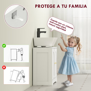 Mueble bajo Lavabo Mueble de Baño con 2 Puertas con Diseño de Arco Estante Ajustable Tiradores Dorados para Lavabo con o sin Pedestal 60x30x65 cm Blanco