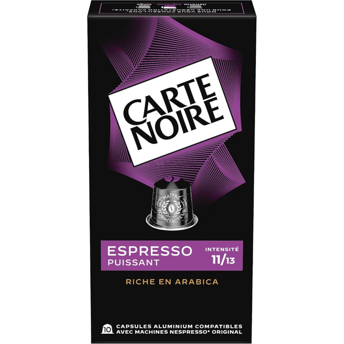 Café Espresso Puissant n°11 x10 - Capsules compatibles Nespresso en aluminium