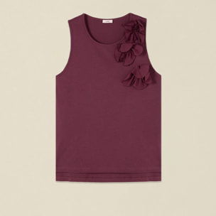 Oltre - Top in cotone con applicazioni floreali - Bordeaux