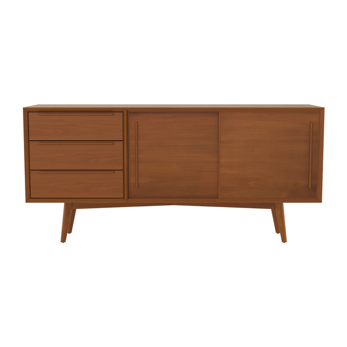 Buffet 2 portes coulissantes et 3 tiroirs en teck - Waya