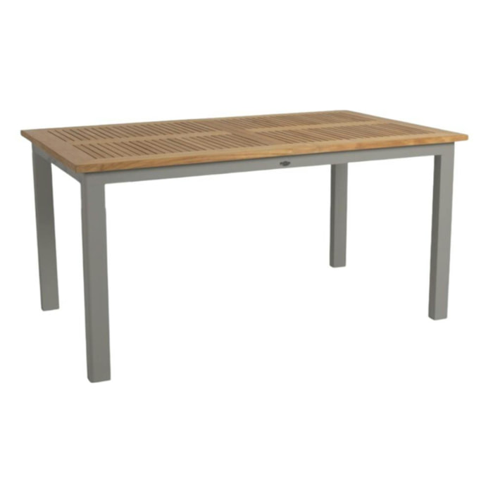 Table de jardin extensible en aluminium gris sable et teck 194/252 cm OSLO