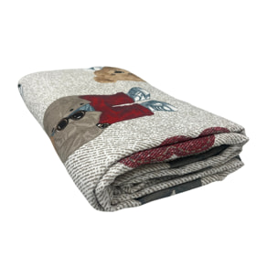 Copriletto Piquet 100% Cotone Made in Italy Fantasia Cameretta Bimbi Disegno Teddy Beige
