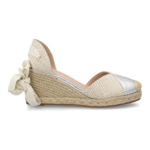 Alpargata de cuña baja de esparto con cintas