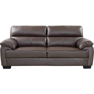 Canapé cuir et PVC ''Cardiff'' - 205 x 92 x 93 cm - 3 places - Chocolat