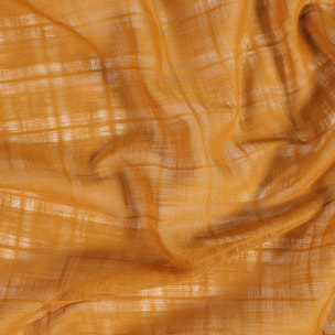 Voilage à Oeillets Motifs Carreaux Alsaciens - Orange Foncé
