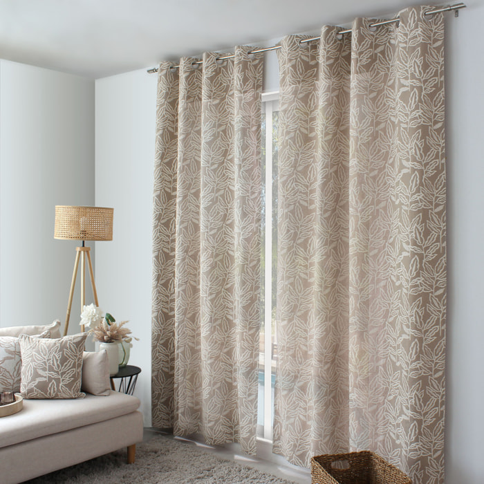 Rideau à oeillets en coton recyclé Chambray - Naturel