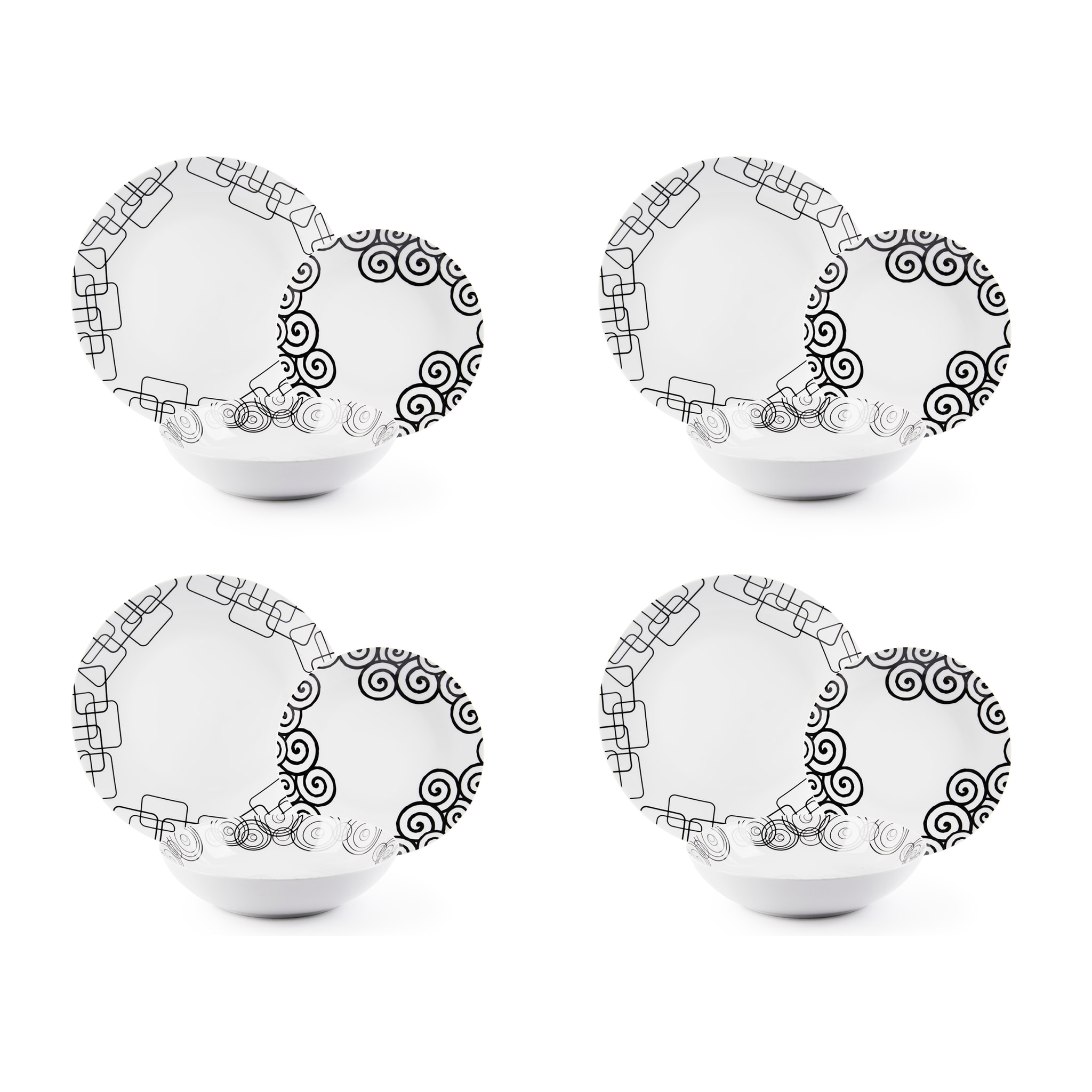 Service assiettes 12 pièces Excelsa – Magic Black, Porcelaine Multicolore