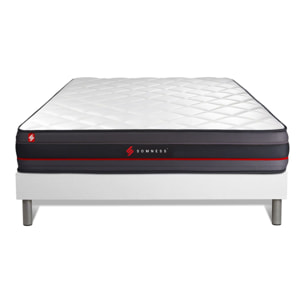 Ensemble - Matelas Mémoire de forme 24cm d'épaisseur - 5 zones de confort - Confort ferme - Sommier tapissier monobloc - 2 places