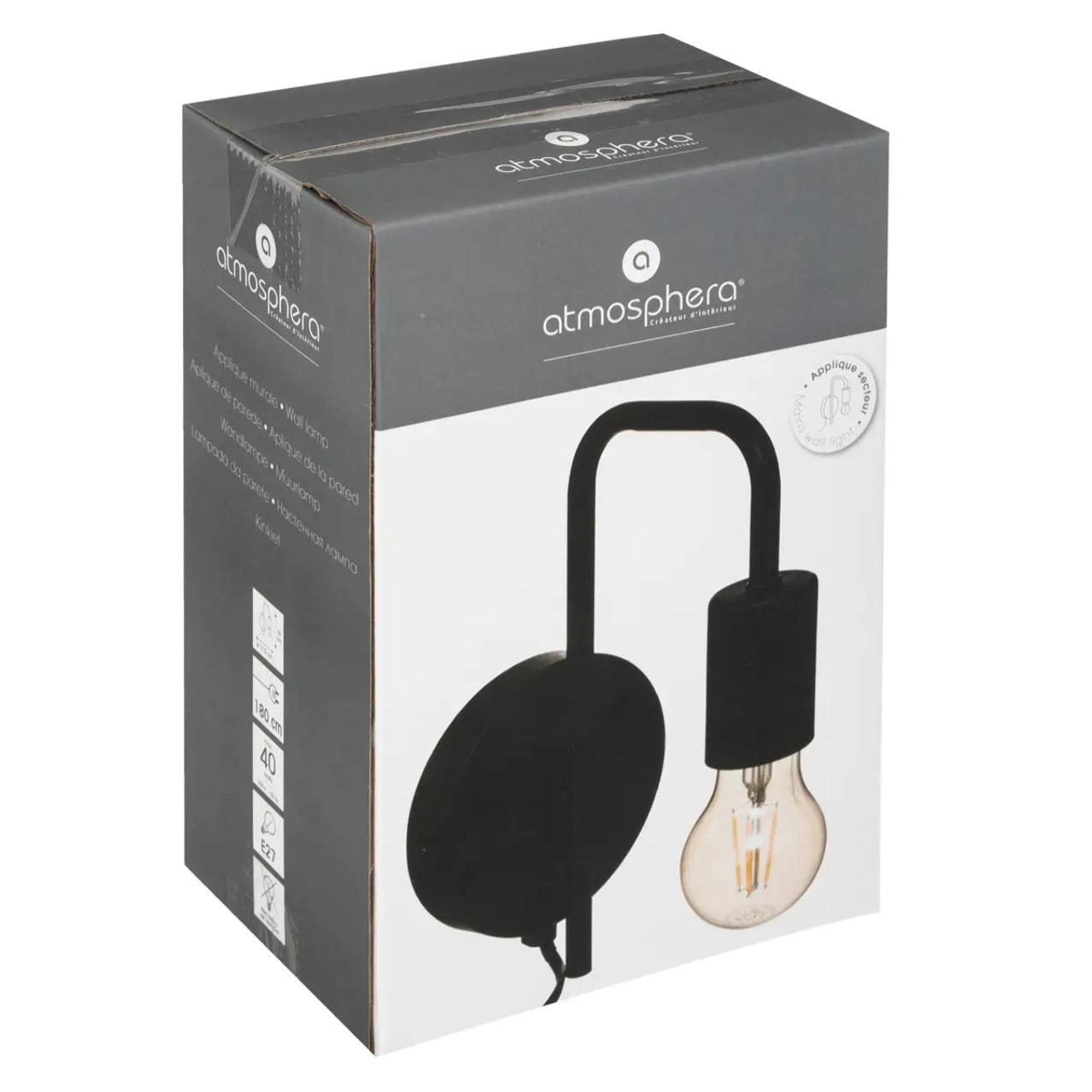 Applique murale "Keli" métal noir D12cm