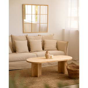 Mesa de centro de madera maciza en tono roble medio de 120x50cm Alto: 40 Largo: 120 Ancho: 50