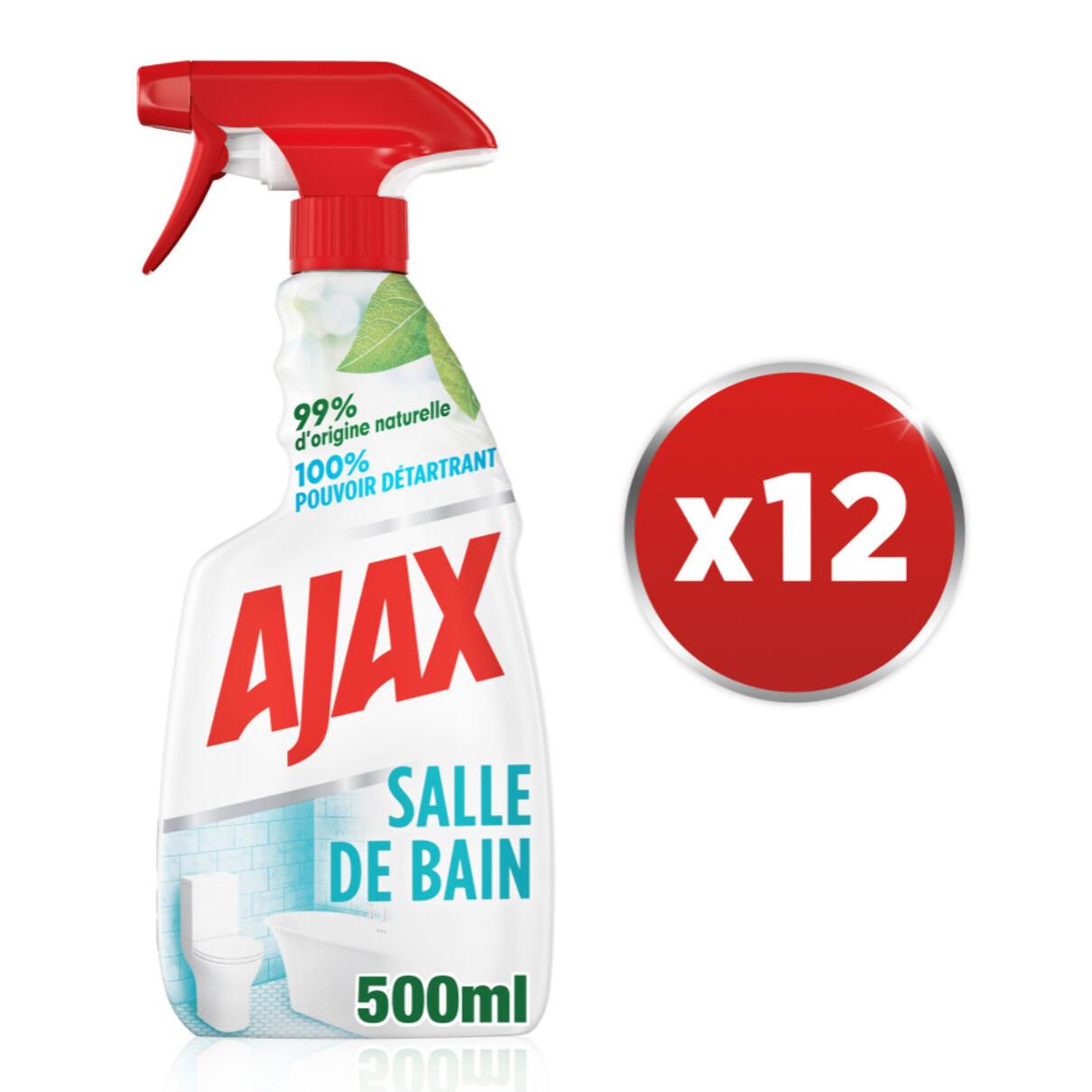 Pack de 12 - Ajax - Nettoyant Ménager Multi Surfaces Salle de bain Spray - 500ml
