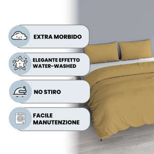 PARURE COPRIPIUMINO WATER WASHED, 100% Microfibra, No Stiro - OCRA
