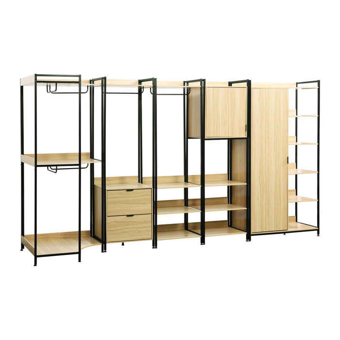 Kit dressing modulable noir avec 5 éléments. L 360 x P 48 x H 190