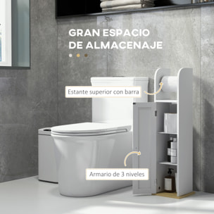 Columna de Baño Armario de Baño con Compartimento Abierto Puerta 2 Estantes Ajustables y Portarrollo Estilo Moderno 20x20x80 cm Blanco