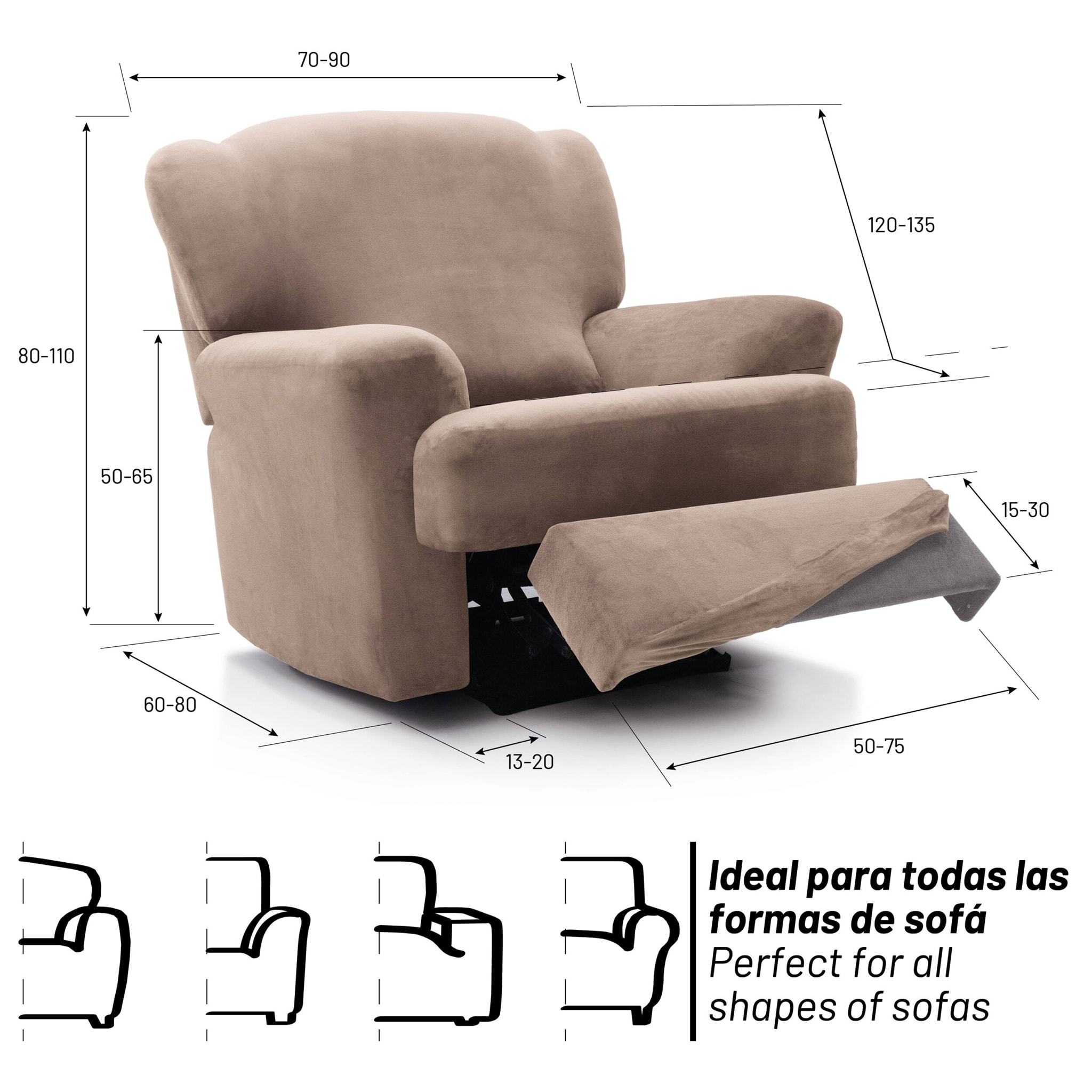 Funda TERCIOPELO ANTIMANCHAS Multi elástica para RELAX modelo VERONICA