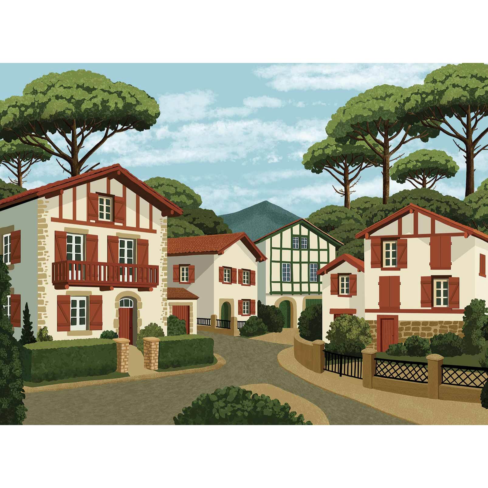 Papier peint panoramique Le village basque de Sare  Intissé