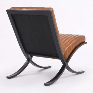 Fauteuil en cuir de buffle marron - Gustave