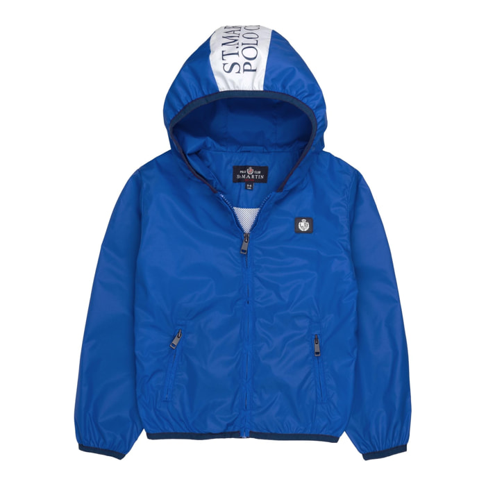 Giubbino K-way nylon con cappuccio Polo Club St Martin Blu