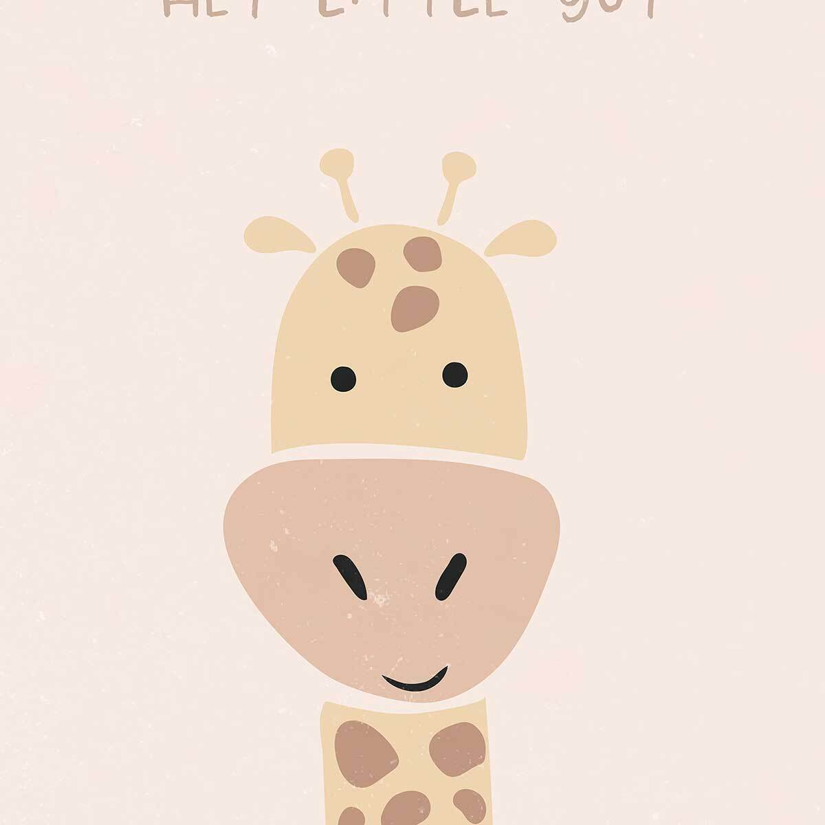 Affiche enfant girafe Affiche + cadre en bois - Noir