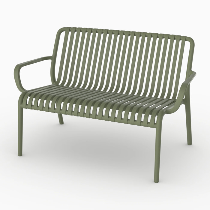 Banquette de jardin en plastique vert kaki 2 places - Ivy