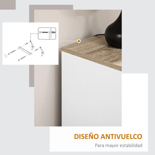 Armario de Salón Moderno Armario de Almacenaje con 2 Puertas Estante Ajustable y Base Elevada para Cocina Comedor Pasillo Dormitorio Dispositivo Antivuelco 60x30x90 cm Blanco