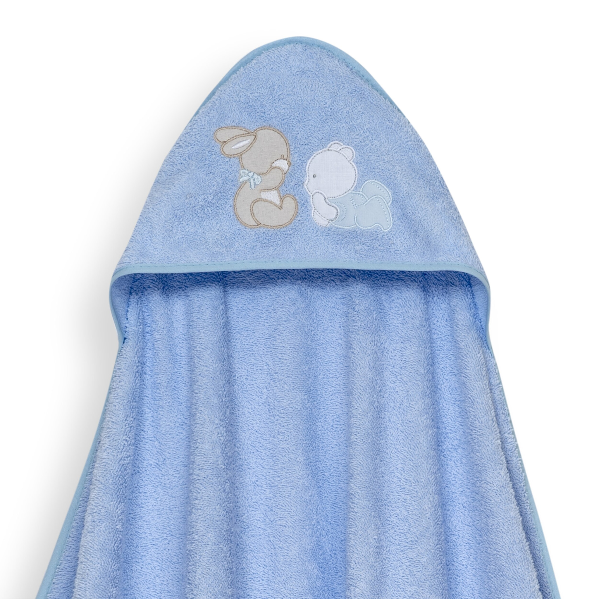 Capa Baño 1X1 Mod Oso Tumbado Conejito+Gorro Azul