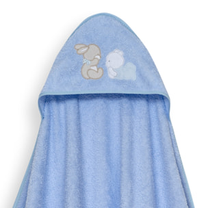 Capa Baño 1X1 Mod Oso Tumbado Conejito+Gorro Azul