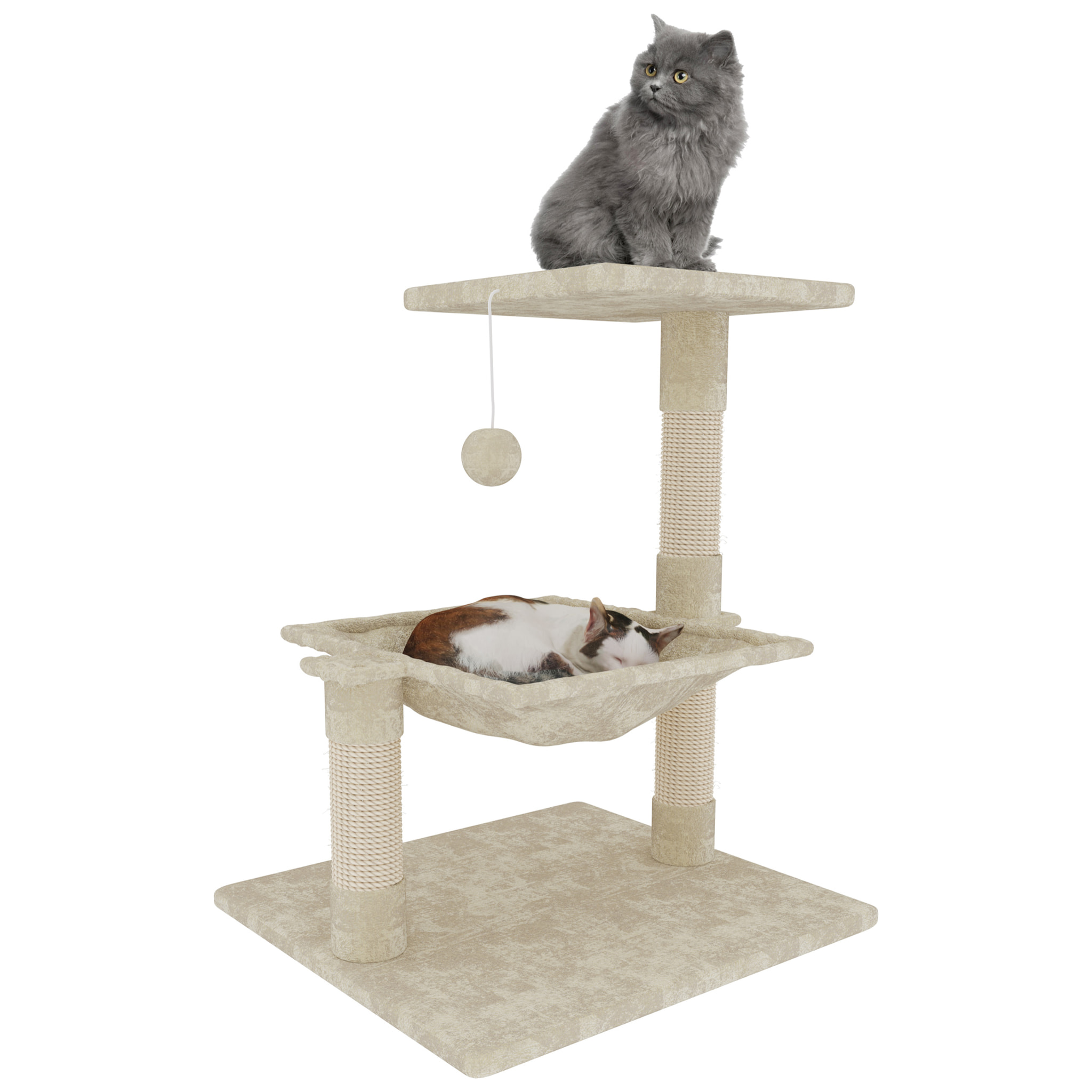 Albero Per Gatto con Graffiatoio Cuccia Giocattolo Gatti Parco Giochi Tiragraffi in Sisal Naturale 70 x 50 x 36 Cm