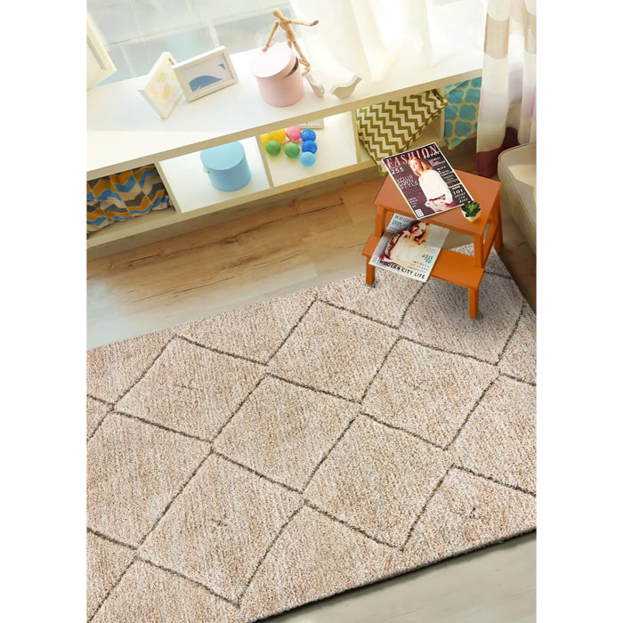 ENYA Alfombra con texturas y diseño escandinavo en tonos beige, varias medidas disponibles