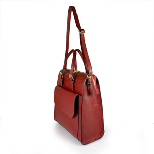 Borse Donna colore Rosso-in pelle Made in Italy 27 x 31 x 13cm