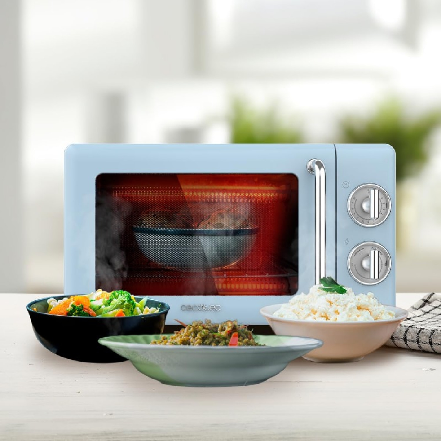 Cecotec Micro-ondes de 20 L avec grill ProClean 3110 Retro Blue