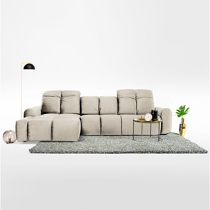 Canapé d'Angle Gauche Tissu Anacapri, 3 Places, Repose-têtes Ajustables, Style Contemporain