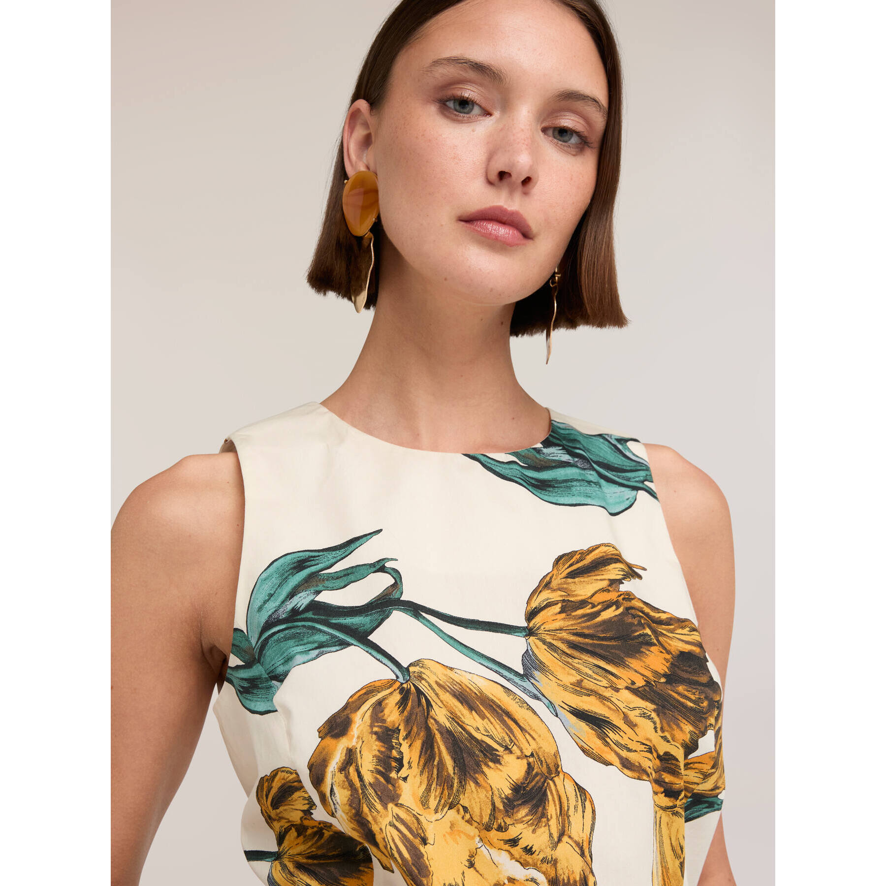 Motivi - Top de popelina con estampado floral - Blanco