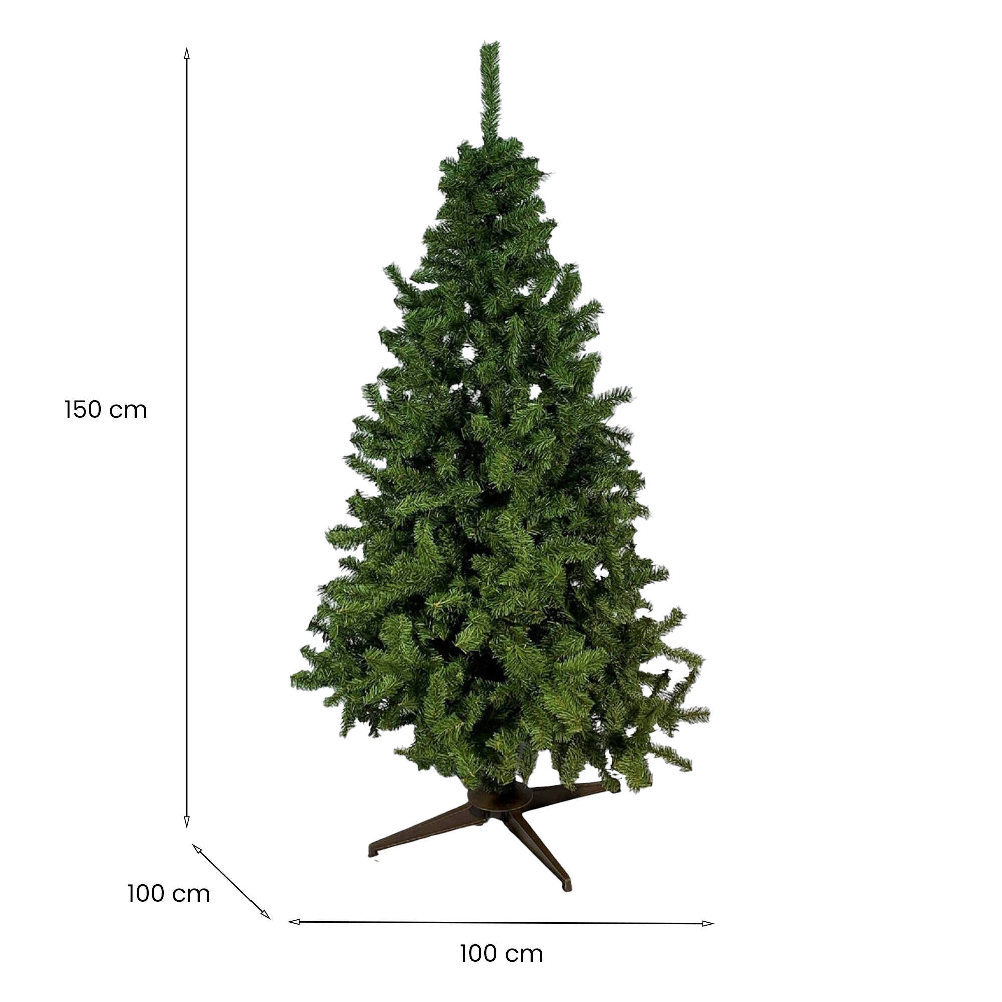 Albero di Natale 150 cm Tinsel, Pino artificiale, Albero effetto reale, Alberello natalizio, Made in Italy, 100x100 h150 cm, Verde