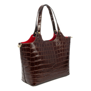 Avolasca bolso shopper mujer. Piel auténtica Crosta grabado cocodrilo.