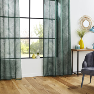 Voilage tamisant imprimé feuilles - Vert sapin