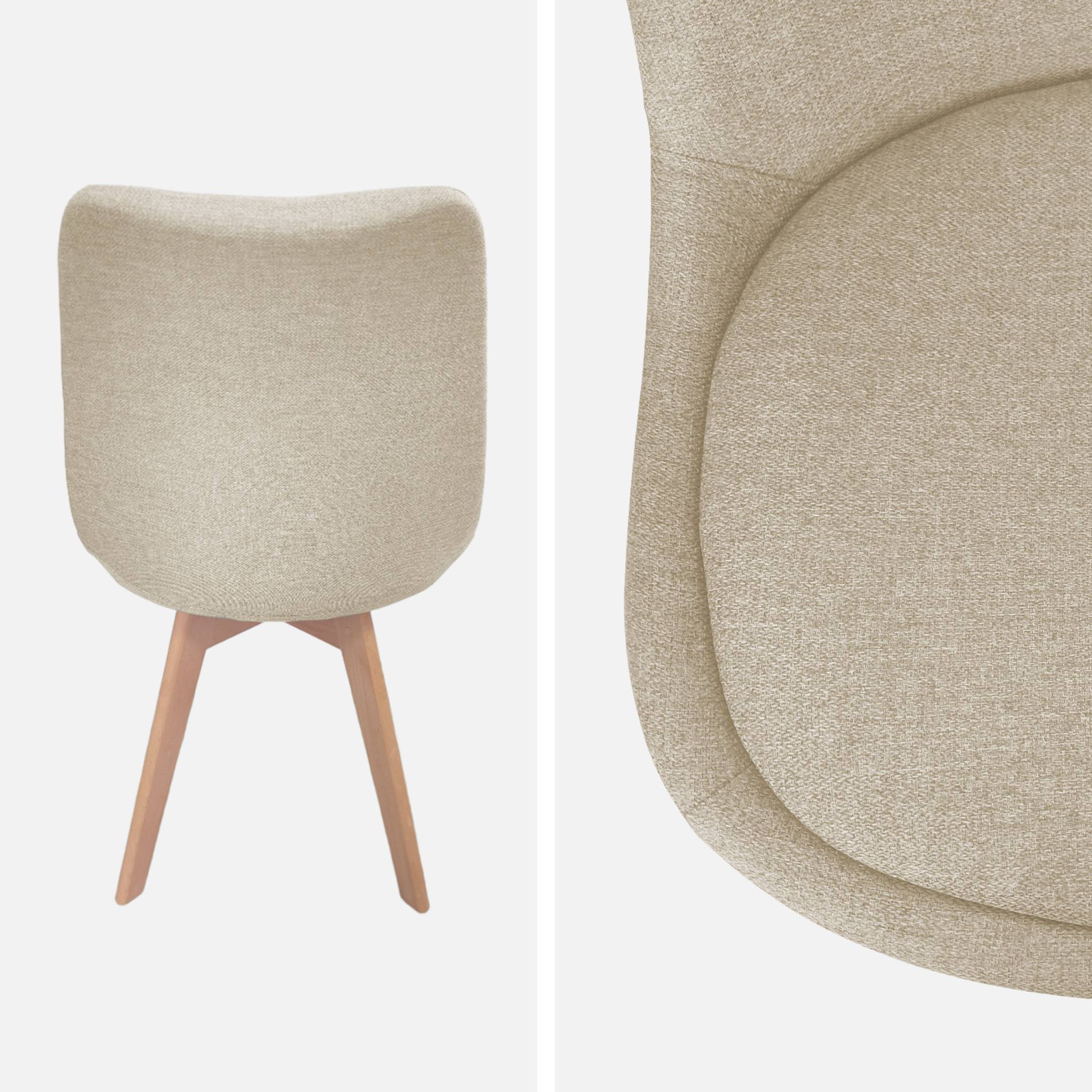 Lot de 4 chaises scandinaves revêtement tissu taupe. pieds bois de hêtre - Nils