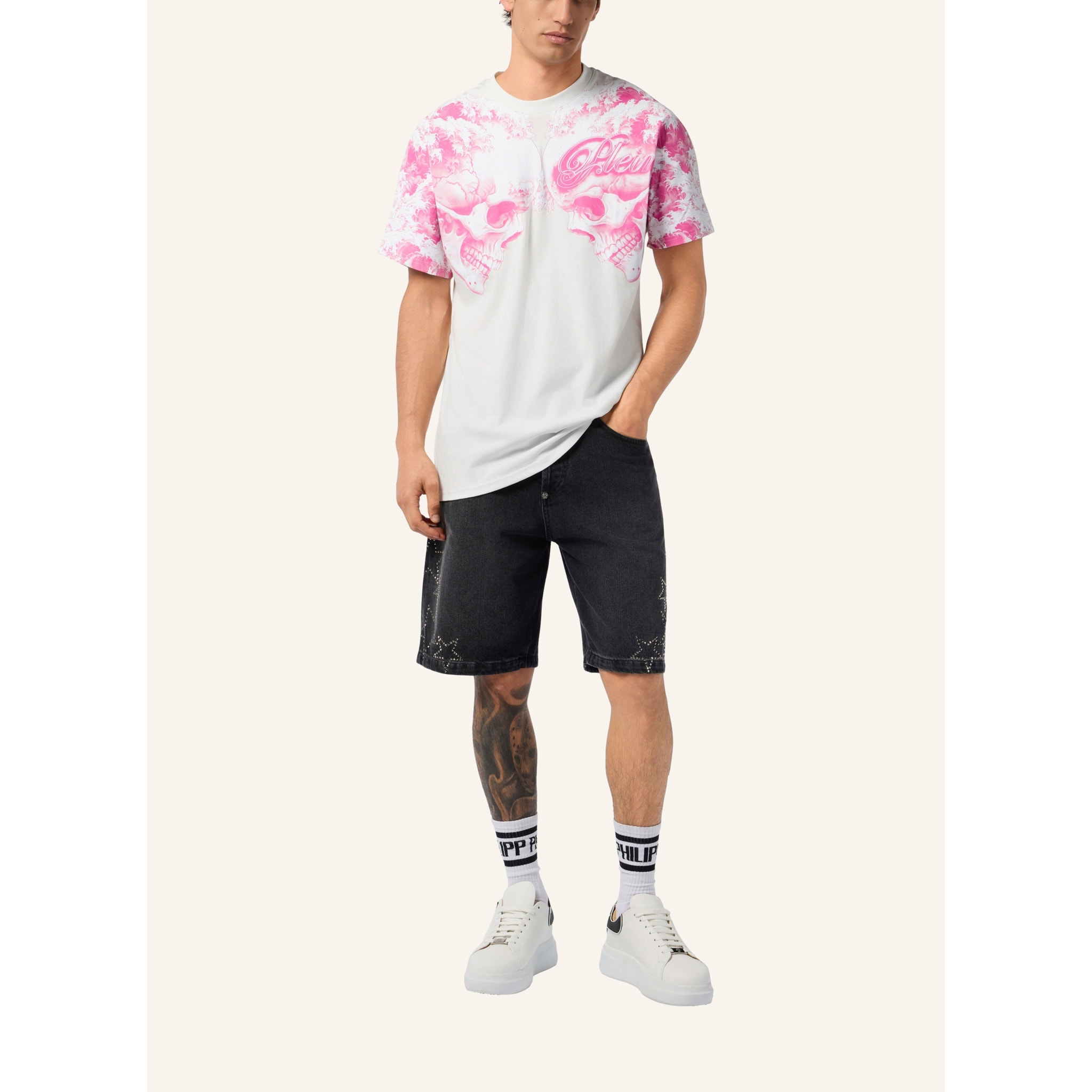 PHILIPP PLEIN Camiseta de cuello redondo y manga corta SKULL