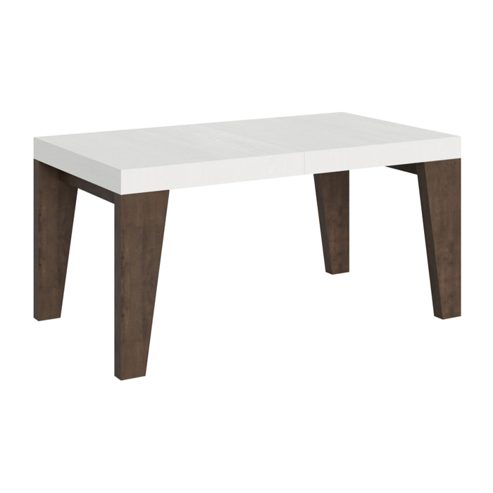 Mesa extensible 90x160/264 cm Naxy Mix tapa Fresno Blanco patas Nogal