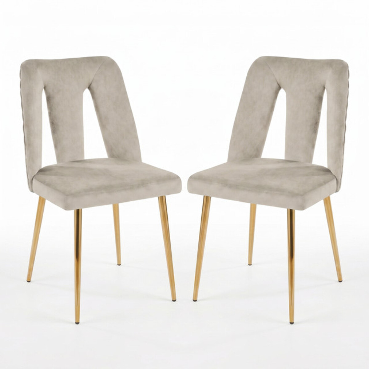 Sedia Imbottita in Effetto Velluto con Schienale Aperto e Gambe Oro, Design Moderno ed Elegante per Sala da Pranzo, Cucina, Soggiorno, Studio e Ufficio