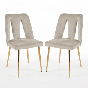 Sedia Imbottita in Effetto Velluto con Schienale Aperto e Gambe Oro, Design Moderno ed Elegante per Sala da Pranzo, Cucina, Soggiorno, Studio e Ufficio