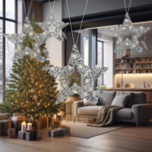 estrella decorativa luminosa con 15 luces led con purpurina 35x4x35cm