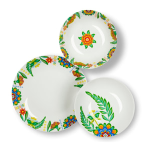 Servizio piatti 18 pezzi Excelsa – Gipsy Flower, Porcellana Bianco