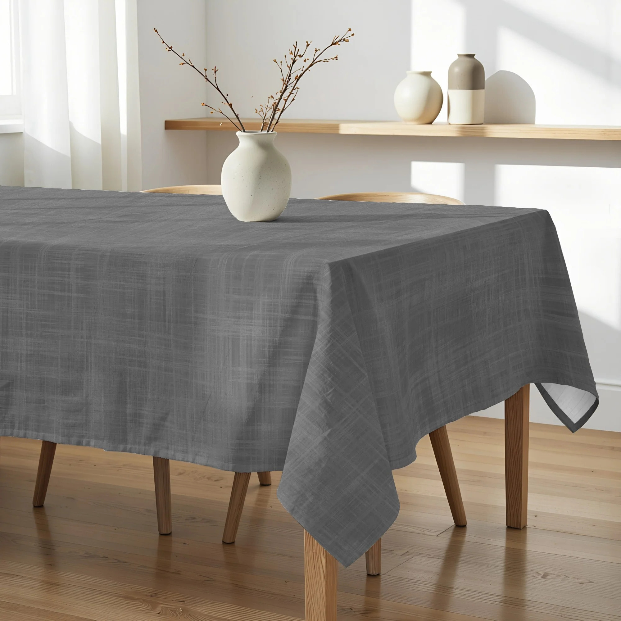 Nappe enduite Gris Sombre - 100% coton - traitement antitaches - Gris