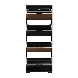 Scarpiera in legno 4 ante a ribalta noce e nero 63x26x165 cm – Toledo