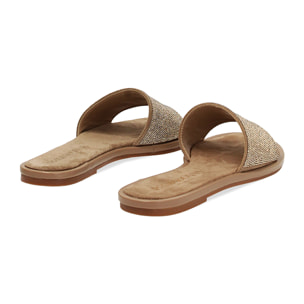 Sandali bassi taupe con pietre